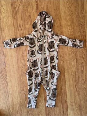 Metsola Beige Brown Mouse Print Kids Onesie Hoodie